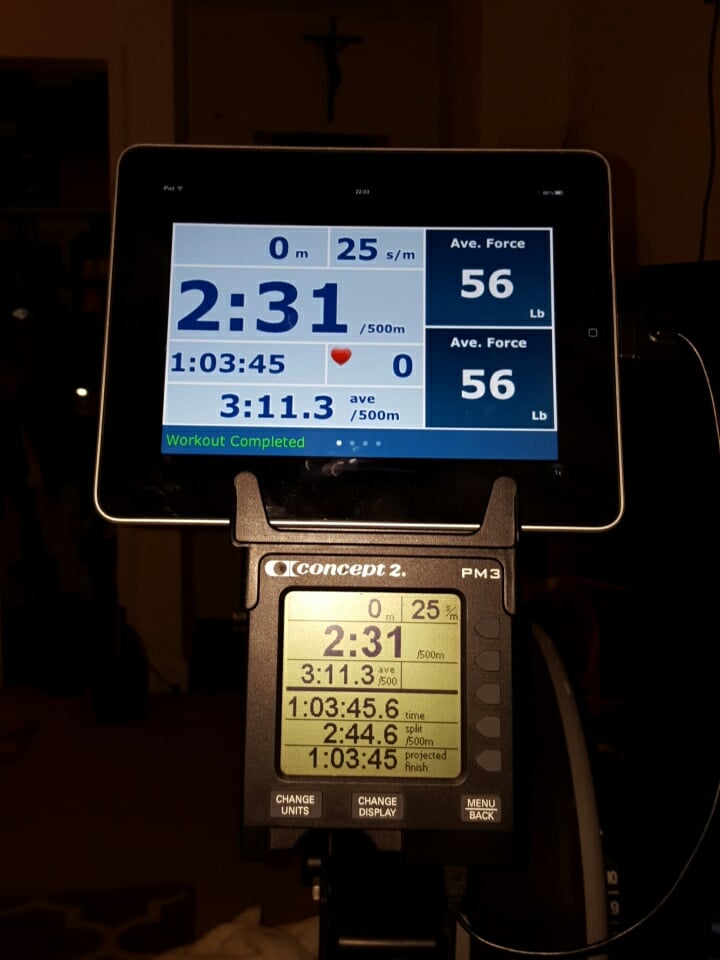 Getting my Concept2 groove on towards 200km