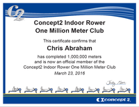 Member of the Concept2 Million Meter Club!