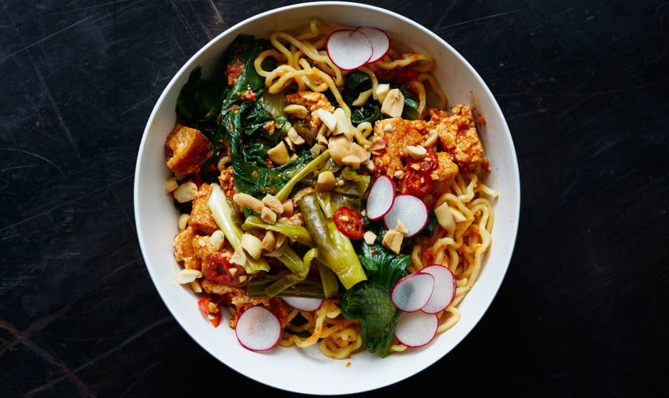 Spicy Tofu Ramen Noodle Bowl