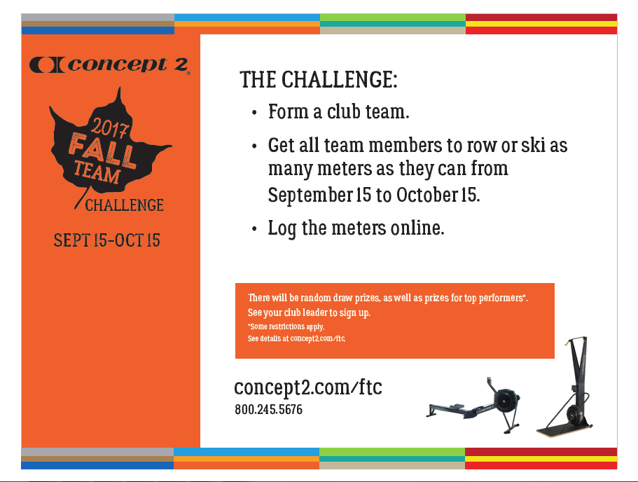 Today's Day 1 of Concept2 Fall Team Challenge 2017