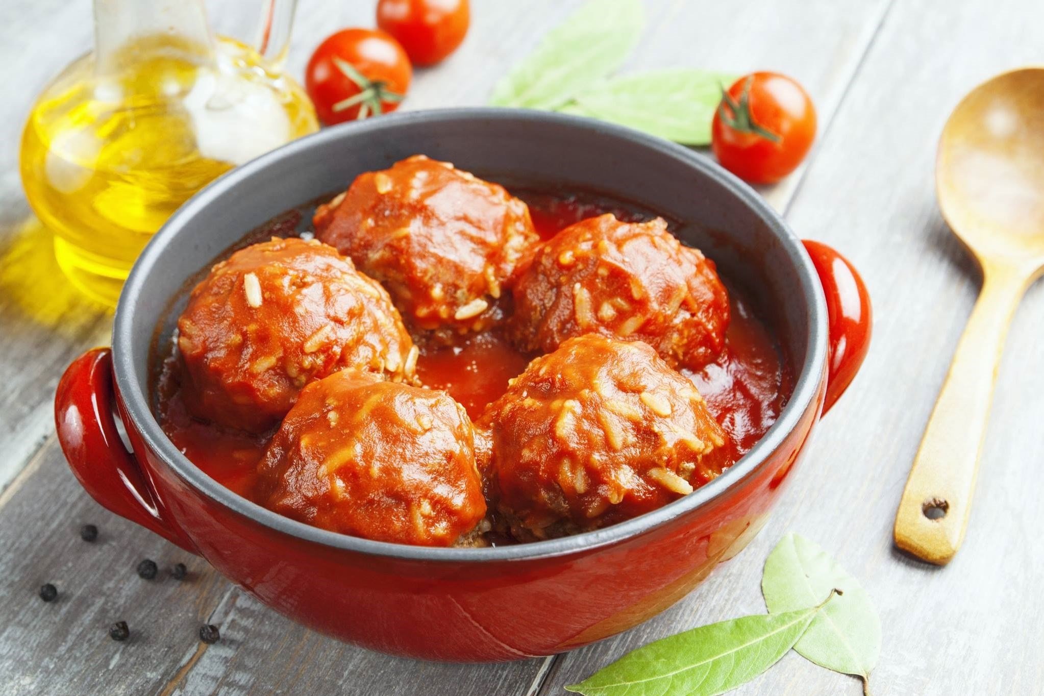 Traditional porcupine meatballs recipe prepared in a pressure cooker