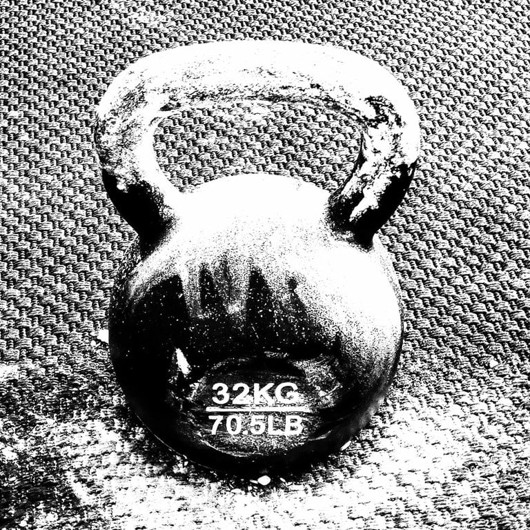 Two poods of cast iron kettlebell goodness. 