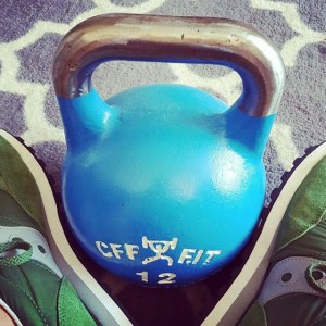 Blue 12kg competition kettlebell by CFF FIT