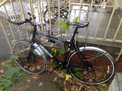 Thanks to it being Aluminum and relatively inexpensive, my Specialized Langster Gangster single speed bike lived outside during the day. I would always bring it inside at night