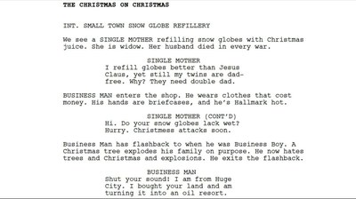 I forced a bot to watch over 1,000 hours of Hallmark Christmas movies and then asked it to write a Hallmark Christmas movie of its own. Here is the first page.