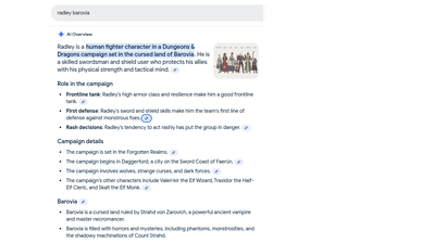Discovered This 'AI Overview' When I Searched Google for "Radley Barovia"