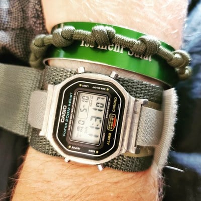CASIO DW 5600 early G shock with Commando Nylon Watch Band