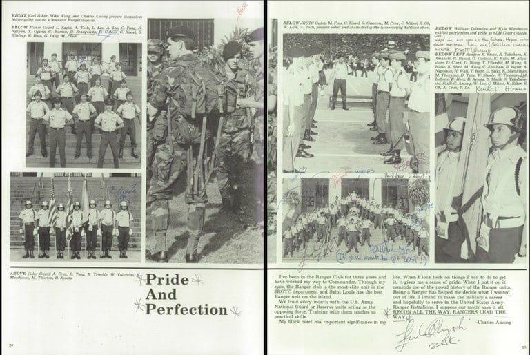 Saint Louis School JROTC Yearbook Proof of the JROTC Ranger Club Team