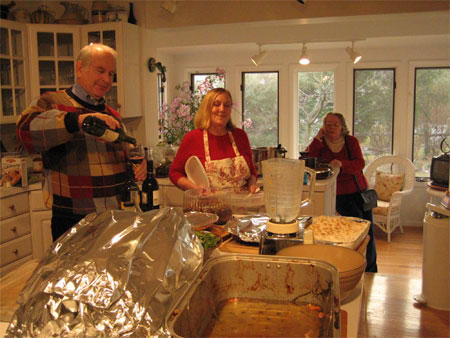 Ben Gottlieb, Joann Gottlieb, and Barbara Dunn cooling Christmas Dinner