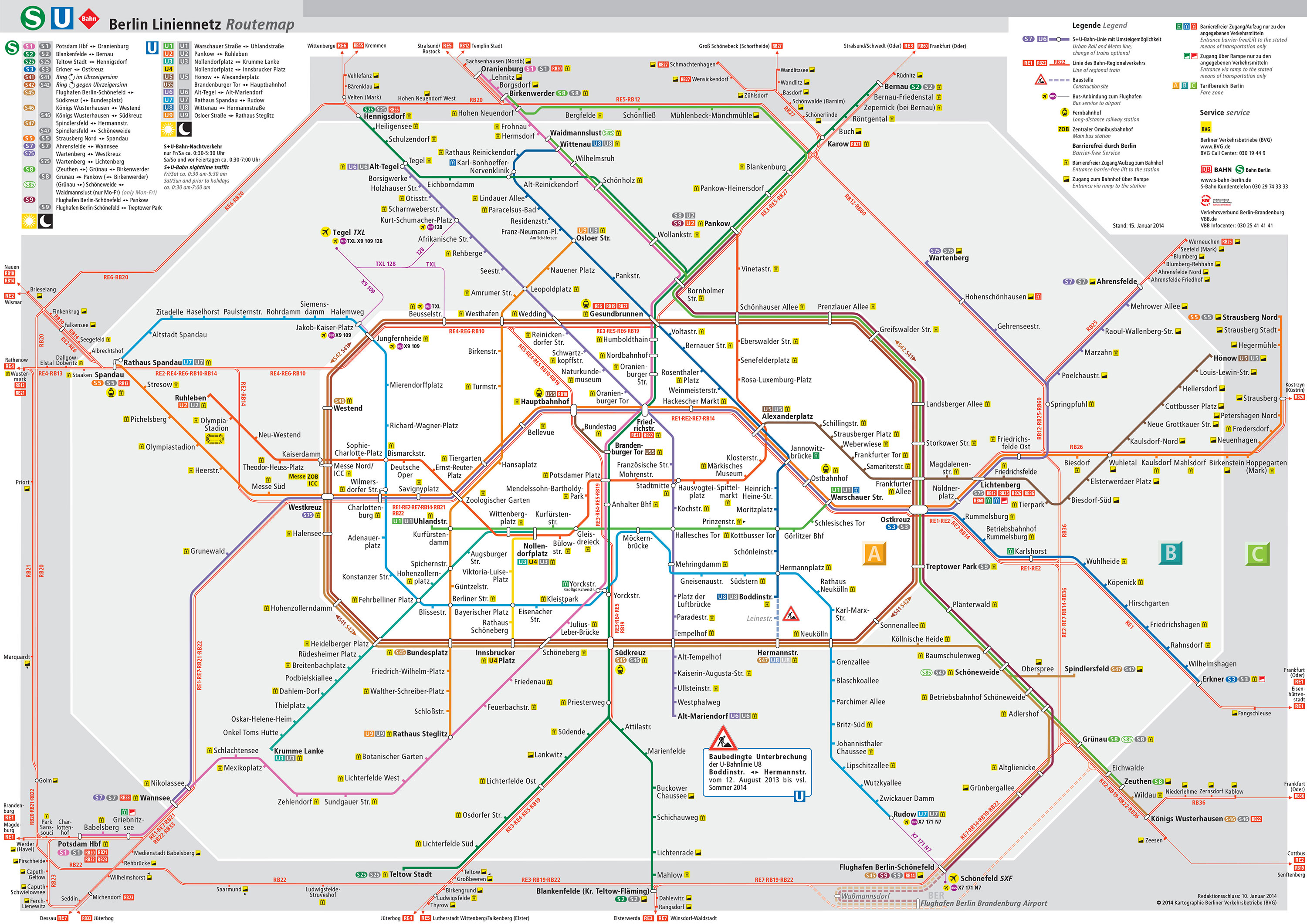 Map of the Berlin U-Bahn and S-Bahn