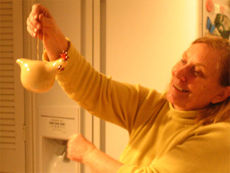 Joann Gottlieb with her Chicken