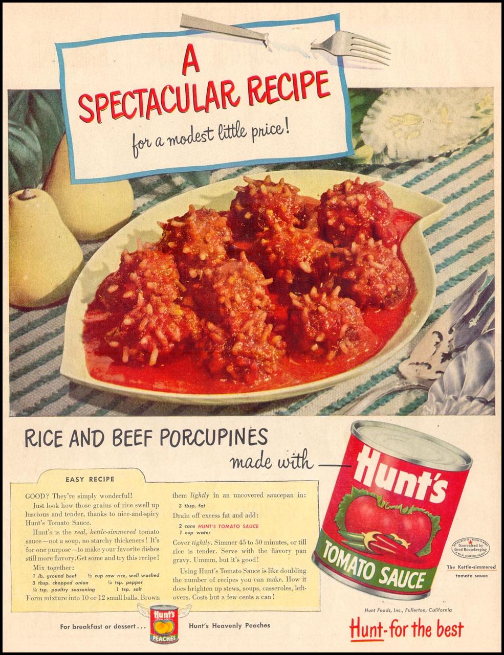 Original Hunt's tomato sauce traditional authentic recipe for original porcupine meatballs